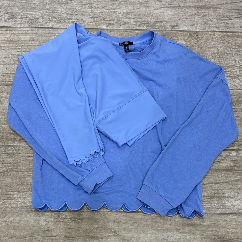 Aqua Periwinkle Scalloped Top